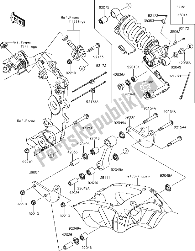 Alle onderdelen voor de 32 Suspension/shock Absorber van de Kawasaki ZX 1002 Ninja ZX-10R SE 1000 2018