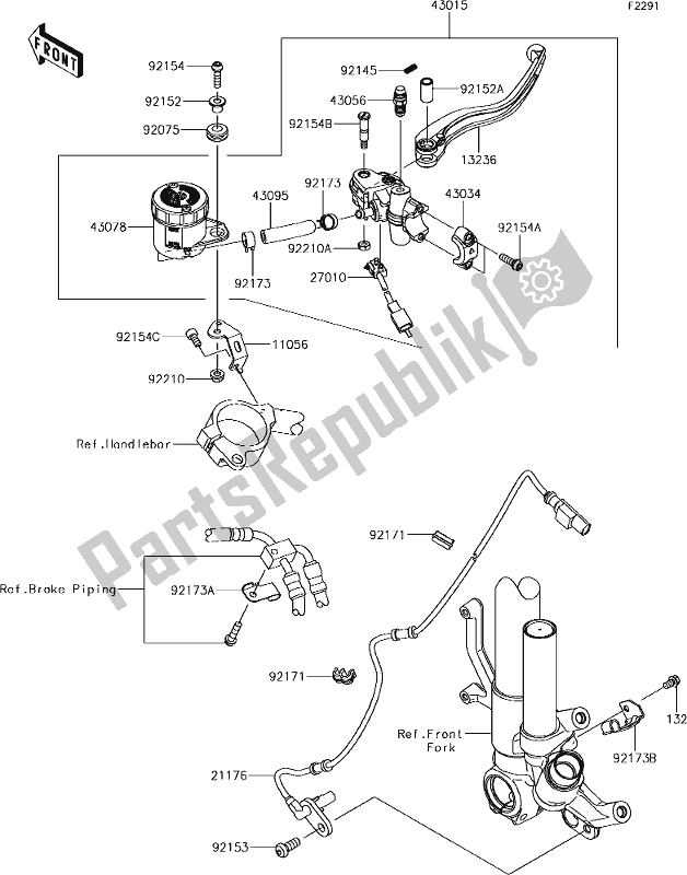 All parts for the 42 Front Master Cylinder of the Kawasaki ZX 1002 Ninja ZX-10R SE 1000 2018