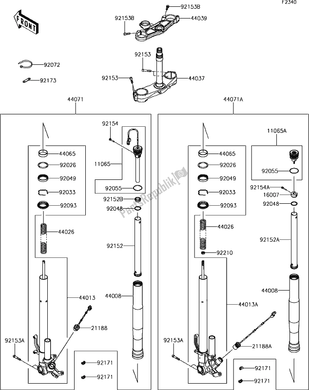 All parts for the 48 Front Fork of the Kawasaki ZX 1002 Ninja ZX-10R SE 1000 2018