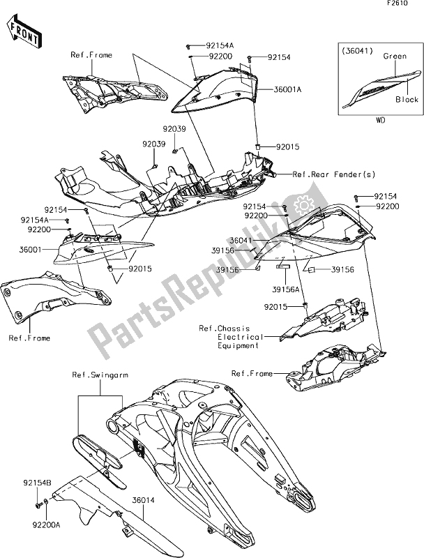 All parts for the 53 Side Covers/chain Cover of the Kawasaki ZX 1002 Ninja ZX-10R SE 1000 2018