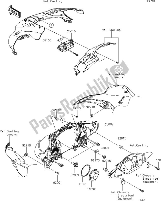 All parts for the 54 Headlight(s) of the Kawasaki ZX 1002 Ninja ZX-10R SE 1000 2018