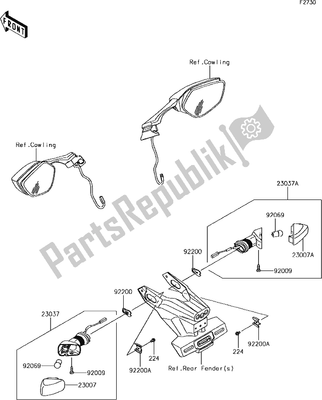 All parts for the 56 Turn Signals of the Kawasaki ZX 1002 Ninja ZX-10R SE 1000 2018