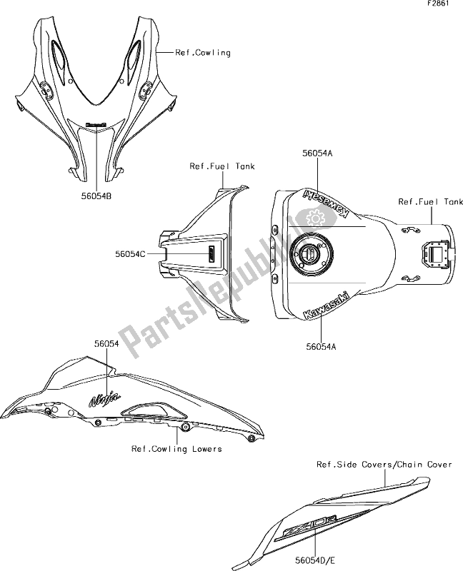 All parts for the 61 Decals of the Kawasaki ZX 1002 Ninja ZX-10R SE 1000 2018