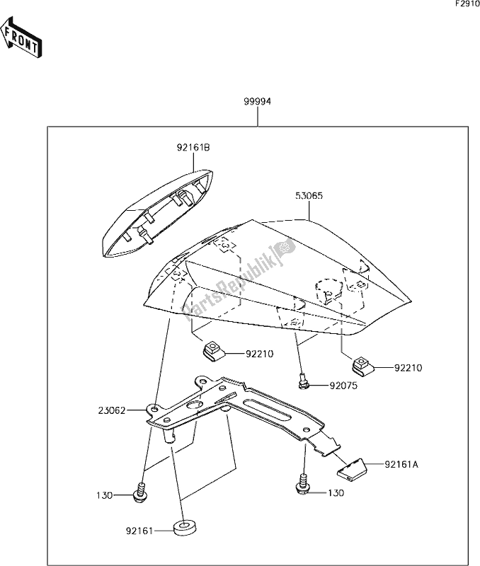 All parts for the 64 Accessory(single Seat Cover) of the Kawasaki ZX 1002 Ninja ZX-10R SE 1000 2018