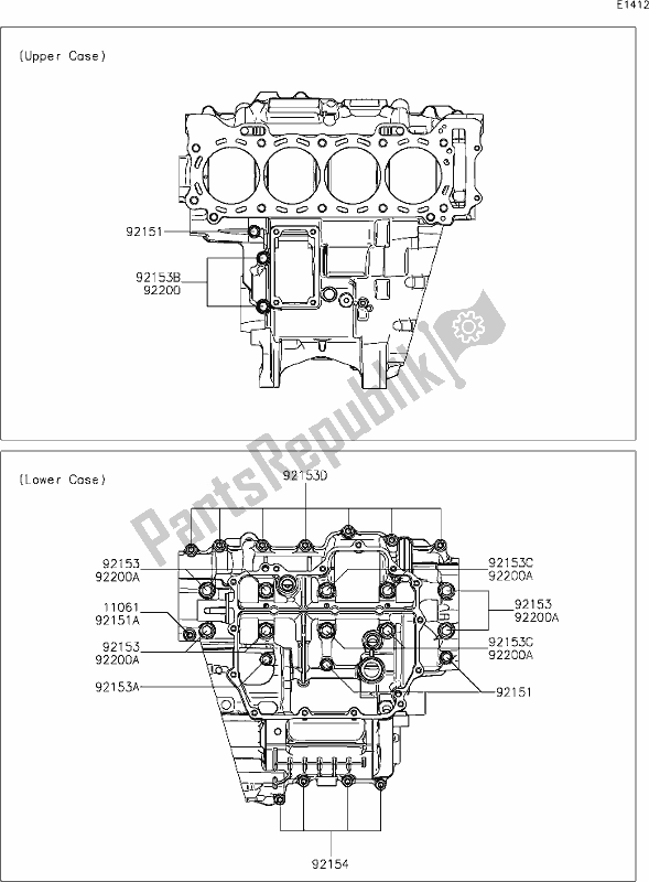 All parts for the 14 Crankcase Bolt Pattern of the Kawasaki ZX 1002 Ninja ZX-10R SE 1000 2019