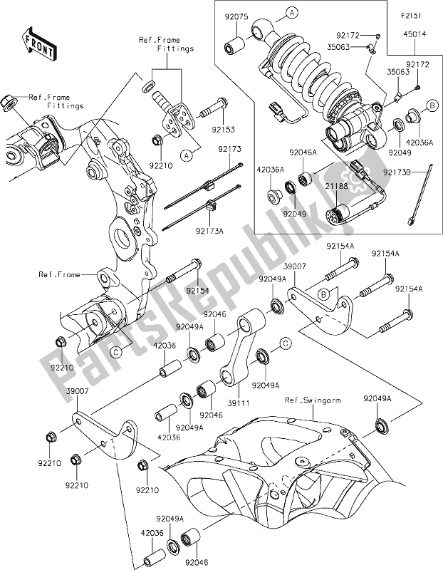 All parts for the 32 Suspension/shock Absorber of the Kawasaki ZX 1002 Ninja ZX-10R SE 1000 2019