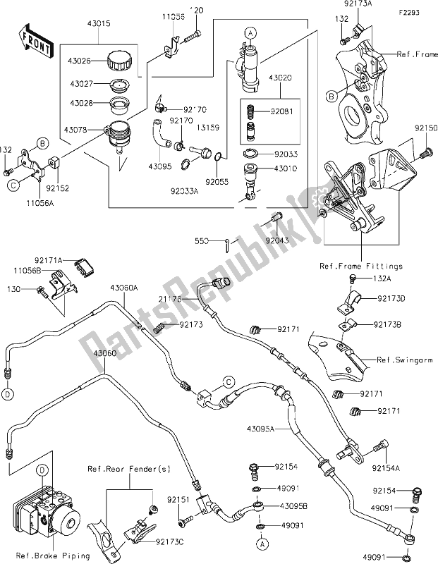 All parts for the 44-1rear Master Cylinder of the Kawasaki ZX 1002 Ninja ZX-10R SE 1000 2019