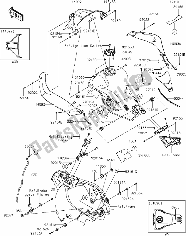 Tutte le parti per il 49 Fuel Tank del Kawasaki ZX 1002 Ninja ZX-10R SE 1000 2019