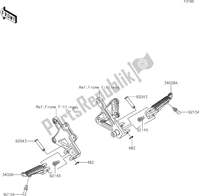 All parts for the 33 Footrests of the Kawasaki ZX 1002 Ninja ZX-10 RR 1000 2019