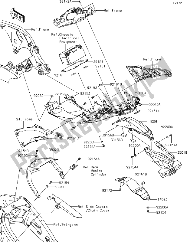 Wszystkie części do 35 Rear Fender(s) Kawasaki ZX 1002 Ninja ZX-10 RR 1000 2019