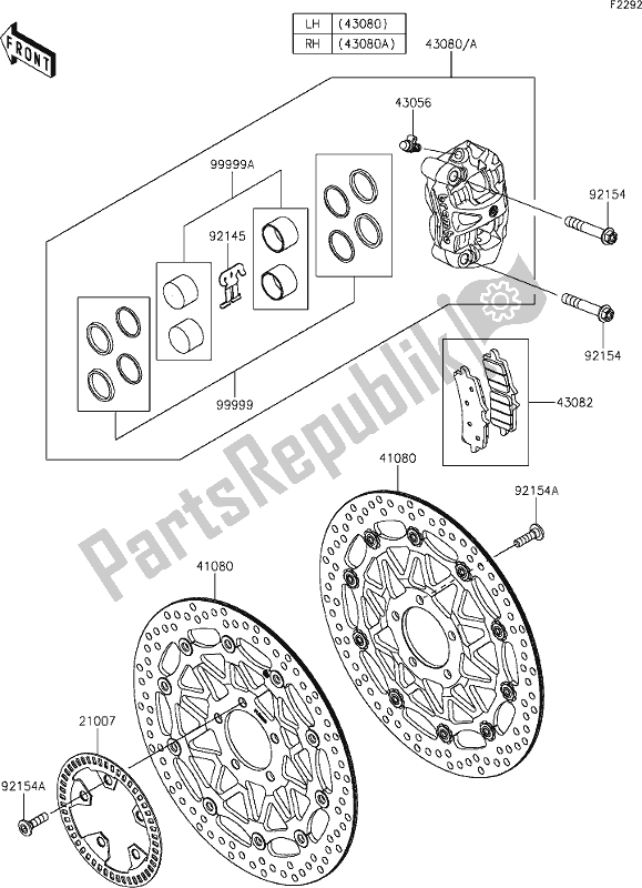 Todas as partes de 43 Front Brake do Kawasaki ZX 1002 Ninja ZX-10 RR 1000 2019