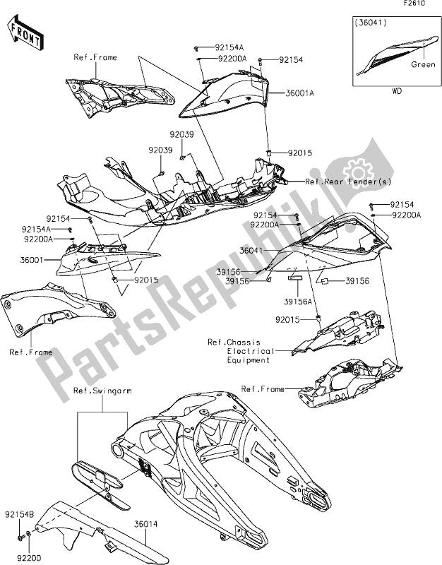 All parts for the 53 Side Covers/chain Cover of the Kawasaki ZX 1002 Ninja ZX-10 RR 1000 2019