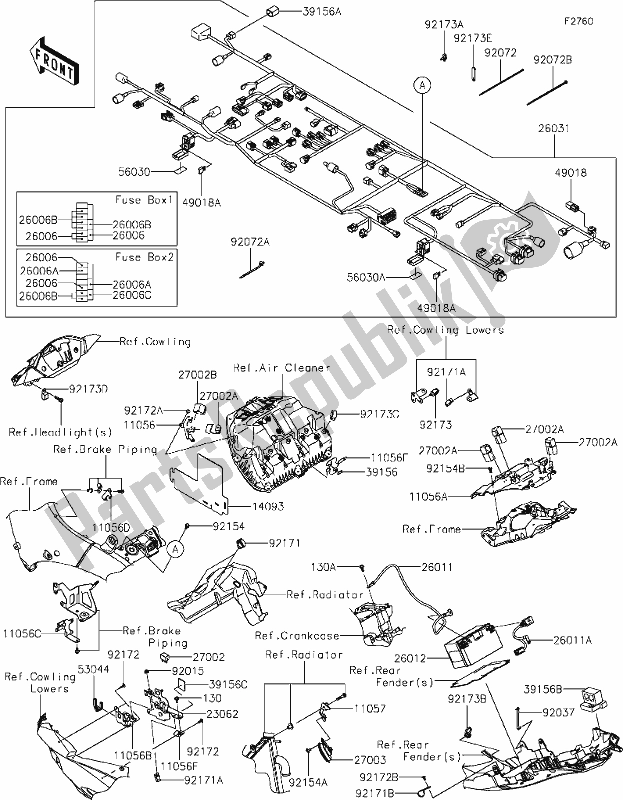 All parts for the 57-1chassis Electrical Equipment of the Kawasaki ZX 1002 Ninja ZX-10 RR 1000 2019