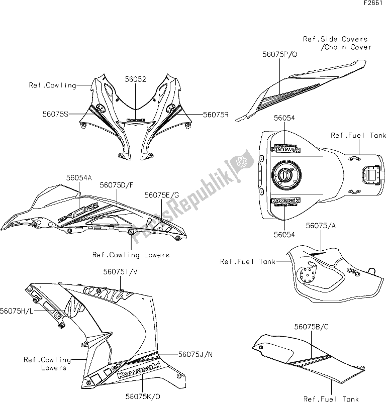 All parts for the 61 Decals of the Kawasaki ZX 1002 Ninja ZX-10 RR 1000 2019