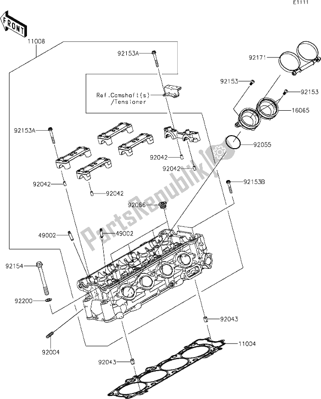 All parts for the 1 Cylinder Head of the Kawasaki ZX 1400 Ninja ZX-14 R 2021