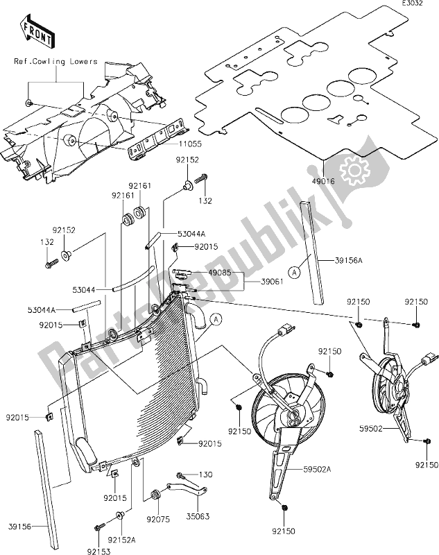 Toutes les pièces pour le 24 Radiator du Kawasaki ZX 1400 Ninja ZX-14 R 2021