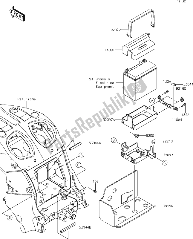 Todas las partes para 30 Battery Case de Kawasaki ZX 1400 Ninja ZX-14 R 2021