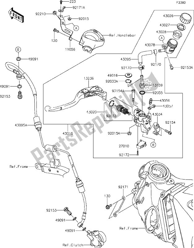 All parts for the 48 Clutch Master Cylinder of the Kawasaki ZX 1400 Ninja ZX-14 R 2021