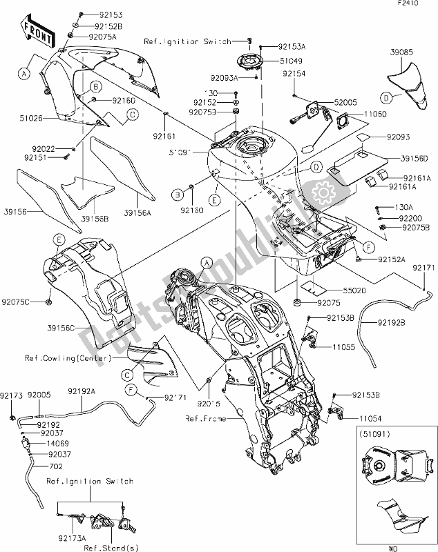 All parts for the 49-1fuel Tank of the Kawasaki ZX 1400 Ninja ZX-14 R 2021