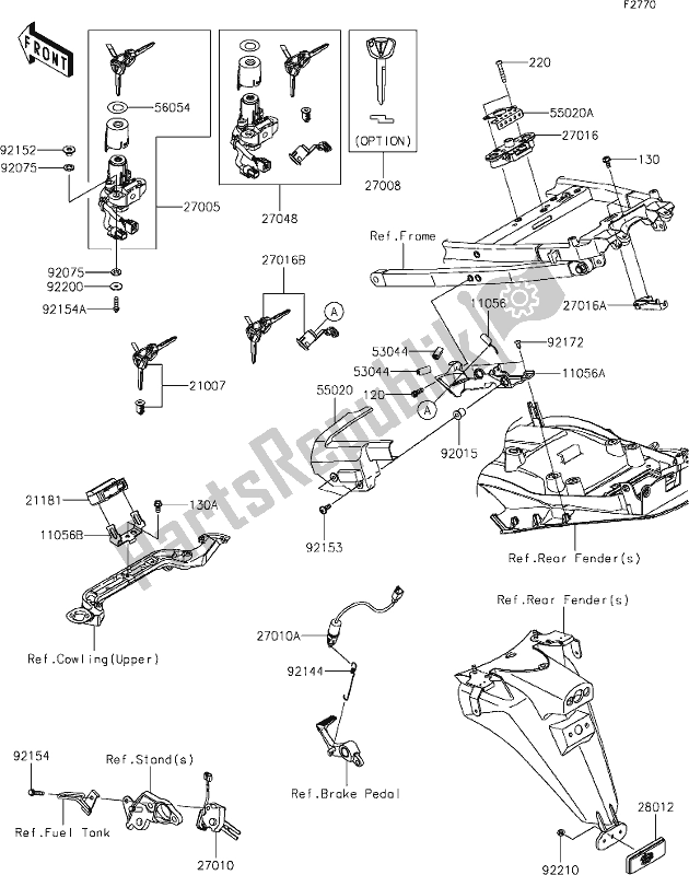 All parts for the 58 Ignition Switch of the Kawasaki ZX 1400 Ninja ZX-14 R 2021