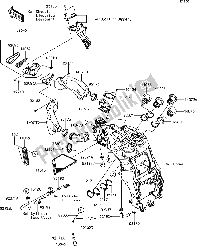 Todas las partes para B-5 Air Cleaner de Kawasaki ZX 1400 Ninja ZX-14R ABS 2017