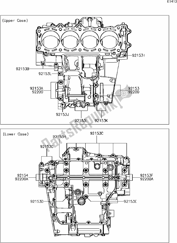 Wszystkie części do C-5 Crankcase Bolt Pattern Kawasaki ZX 1400 Ninja ZX-14R ABS 2017