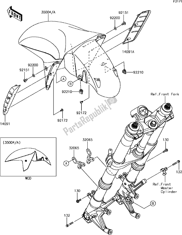 All parts for the E-11front Fender(s) of the Kawasaki ZX 1400 Ninja ZX-14R ABS 2017