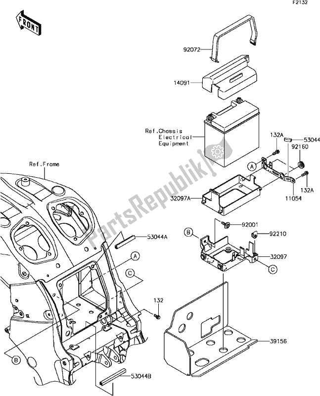 Todas las partes para E-7 Battery Case de Kawasaki ZX 1400 Ninja ZX-14R ABS 2017