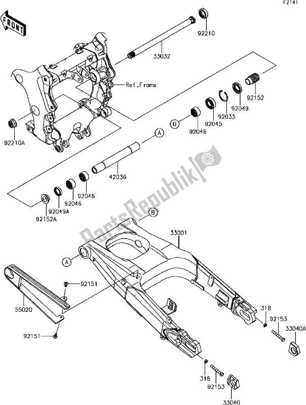 Todas las partes para E-8 Swingarm de Kawasaki ZX 1400 Ninja ZX-14R ABS 2017