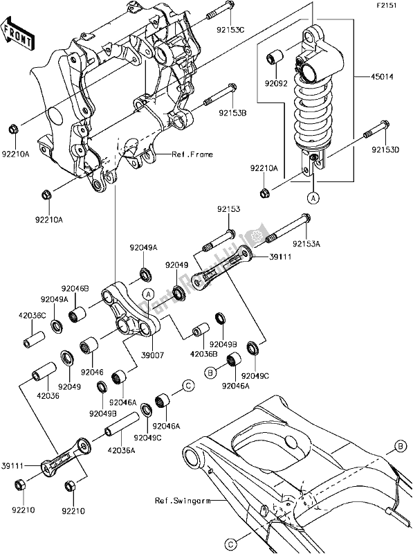 Tutte le parti per il E-9 Suspension/shock Absorber del Kawasaki ZX 1400 Ninja ZX-14R ABS 2017