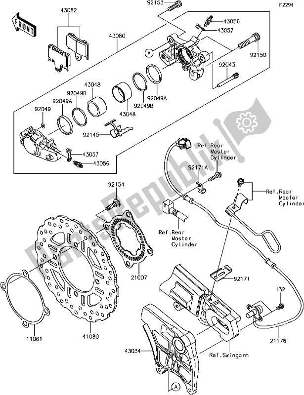 Toutes les pièces pour le F-11rear Brake du Kawasaki ZX 1400 Ninja ZX-14R ABS 2017