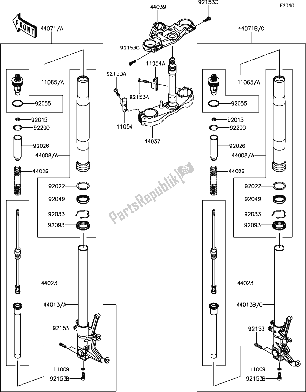 Wszystkie części do F-13front Fork Kawasaki ZX 1400 Ninja ZX-14R ABS 2017