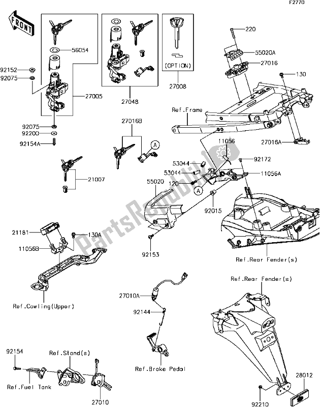 Wszystkie części do G-14ignition Switch Kawasaki ZX 1400 Ninja ZX-14R ABS 2017