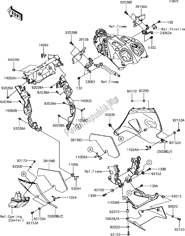 Todas las partes para H-9 Cowling Lowers de Kawasaki ZX 1400 Ninja ZX-14R ABS 2017