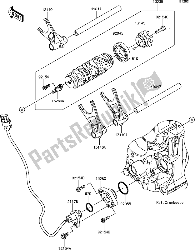 All parts for the B-14gear Change Drum/shift Fork(s) of the Kawasaki ZX 1400 Ninja ZX-14R ABS Brembo Ohlins 2017