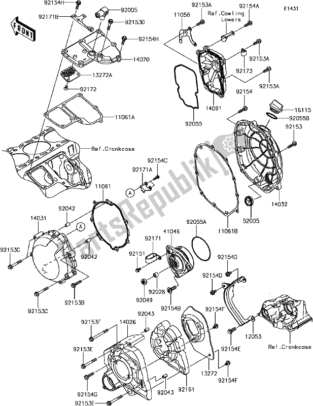 Tutte le parti per il C-6 Engine Cover(s)(1/2) del Kawasaki ZX 1400 Ninja ZX-14R ABS Brembo Ohlins 2017