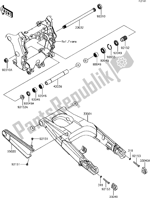 Tutte le parti per il E-8 Swingarm del Kawasaki ZX 1400 Ninja ZX-14R ABS Brembo Ohlins 2017