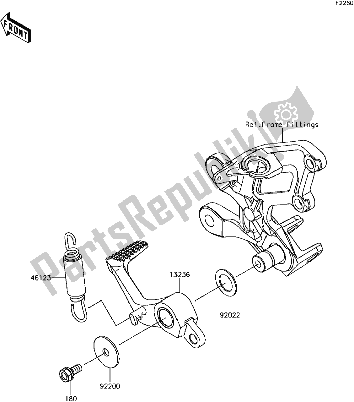 Alle onderdelen voor de F-5 Brake Pedal van de Kawasaki ZX 1400 Ninja ZX-14R ABS Brembo Ohlins 2017