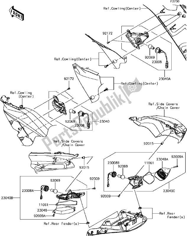 Tutte le parti per il G-11turn Signals del Kawasaki ZX 1400 Ninja ZX-14R ABS Brembo Ohlins 2017