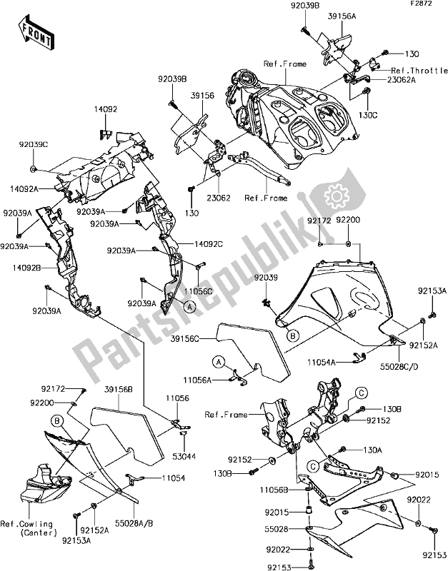 Tutte le parti per il H-10cowling Lowers del Kawasaki ZX 1400 Ninja ZX-14R ABS Brembo Ohlins 2017