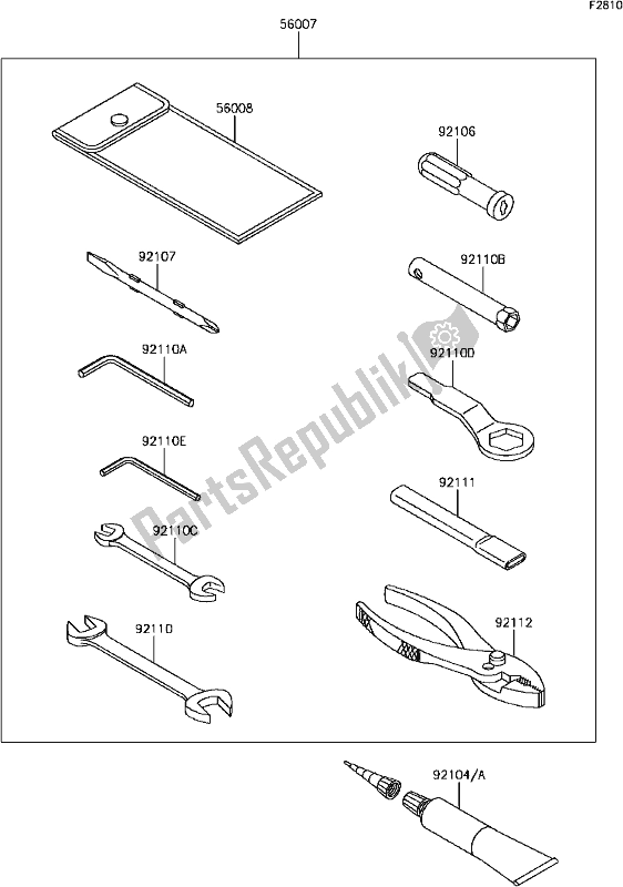 Alle onderdelen voor de H-3 Owner's Tools van de Kawasaki ZX 1400 Ninja ZX-14R ABS Brembo Ohlins 2017