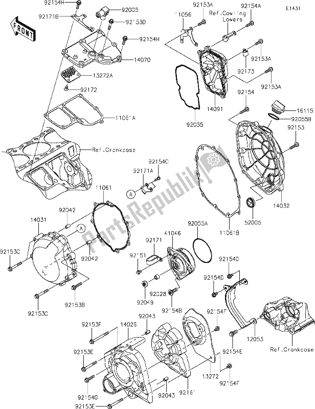 Alle onderdelen voor de 15-1engine Cover(s) van de Kawasaki ZX 1400 Ninja ZX-14R ABS Brembo Ohlins 2018