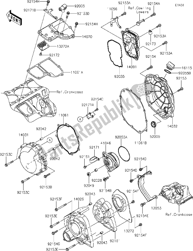 Todas as partes de 15 Engine Cover(s) do Kawasaki ZX 1400 Ninja ZX-14R ABS Brembo Ohlins 2018