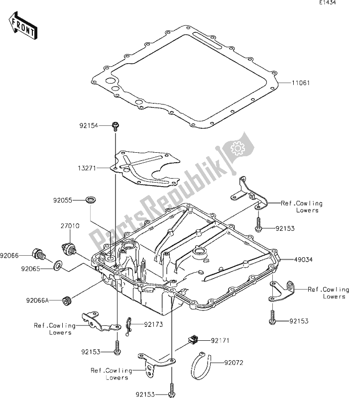 All parts for the 16 Oil Pan of the Kawasaki ZX 1400 Ninja ZX-14R ABS Brembo Ohlins 2018