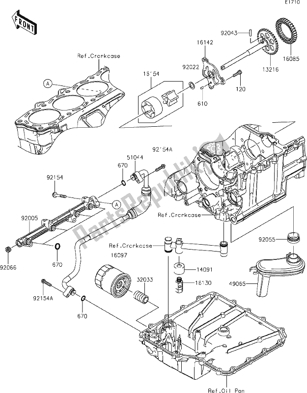 Alle onderdelen voor de 20 Oil Pump van de Kawasaki ZX 1400 Ninja ZX-14R ABS Brembo Ohlins 2018