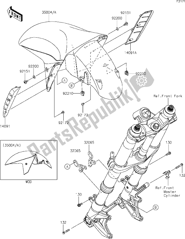 Todas las partes para 34 Front Fender(s) de Kawasaki ZX 1400 Ninja ZX-14R ABS Brembo Ohlins 2018