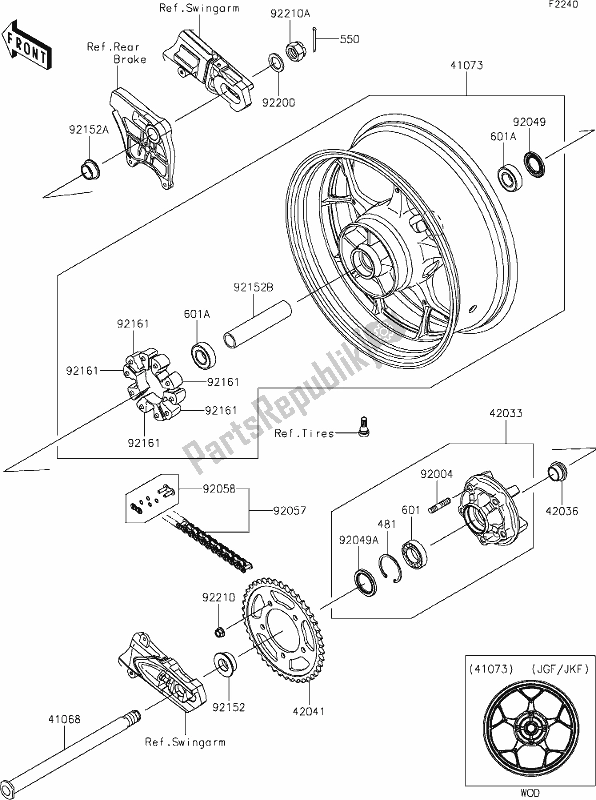 Tutte le parti per il 39 Rear Hub del Kawasaki ZX 1400 Ninja ZX-14R ABS Brembo Ohlins 2018