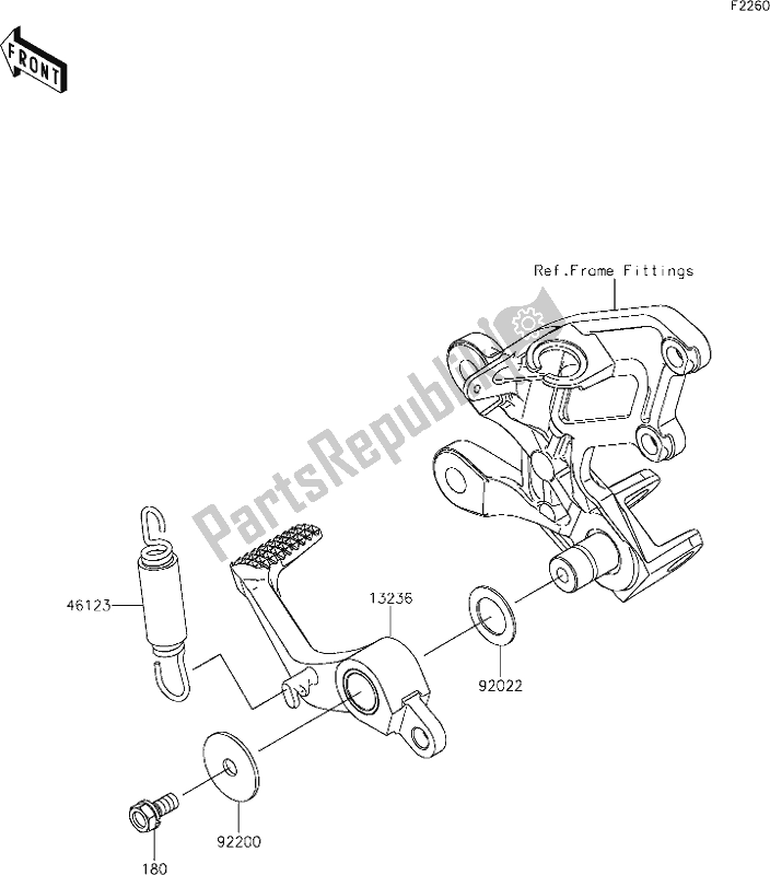 Alle onderdelen voor de 40 Brake Pedal van de Kawasaki ZX 1400 Ninja ZX-14R ABS Brembo Ohlins 2018