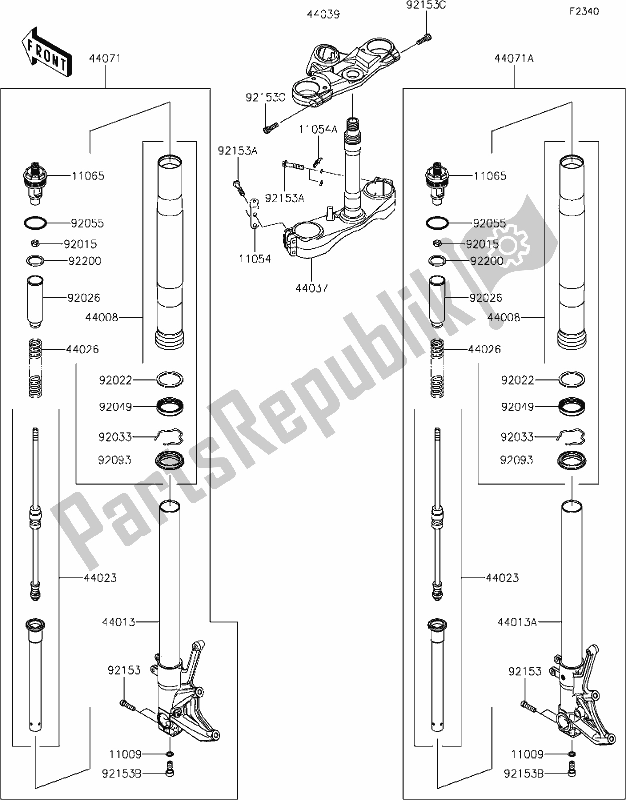 Todas las partes para 47 Front Fork de Kawasaki ZX 1400 Ninja ZX-14R ABS Brembo Ohlins 2018