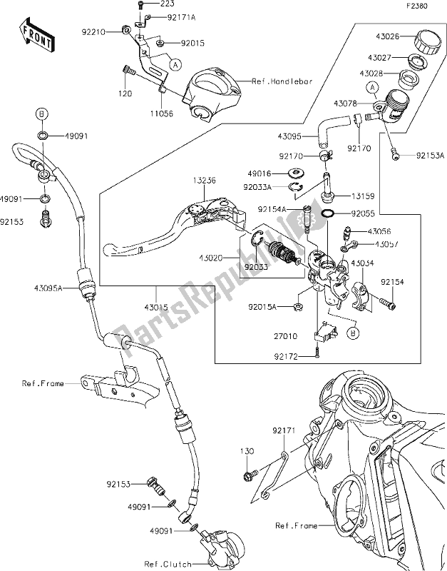 Tutte le parti per il 48 Clutch Master Cylinder del Kawasaki ZX 1400 Ninja ZX-14R ABS Brembo Ohlins 2018